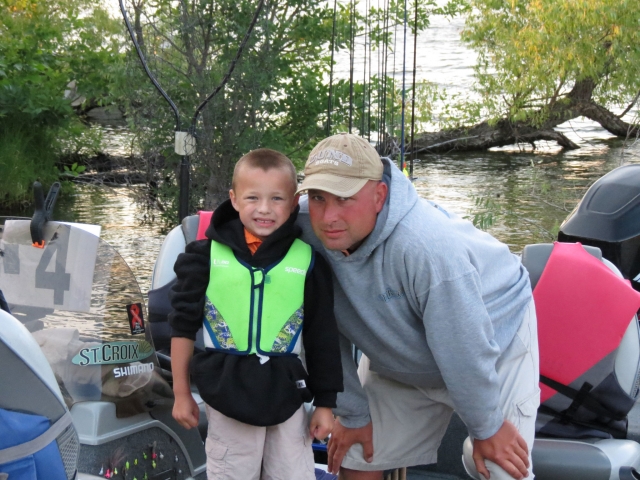 Morgan and Dave Ishii ready to fish.  They placed 3rd in the 10 and under age group.